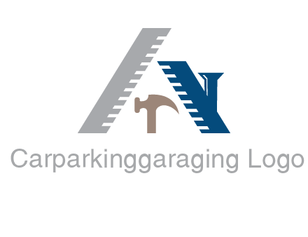 carpentry or construction tools logo with a hammer