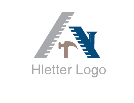 carpentry or construction tools logo with a hammer