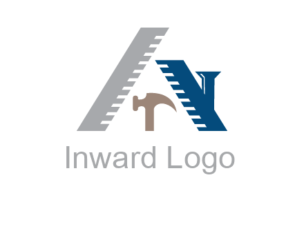 carpentry or construction tools logo with a hammer