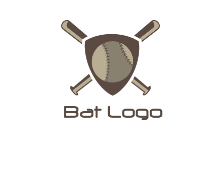 baseball bats behind a shield with a baseball