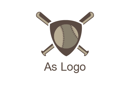 baseball bats behind a shield with a baseball