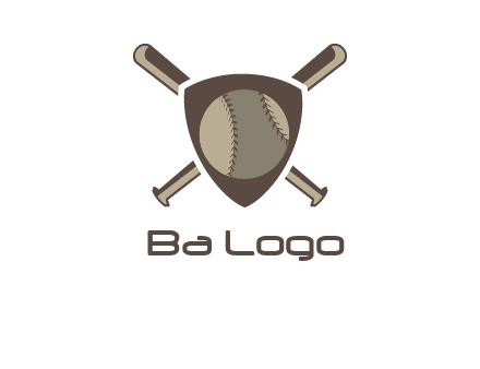 baseball bats behind a shield with a baseball