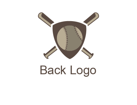 baseball bats behind a shield with a baseball