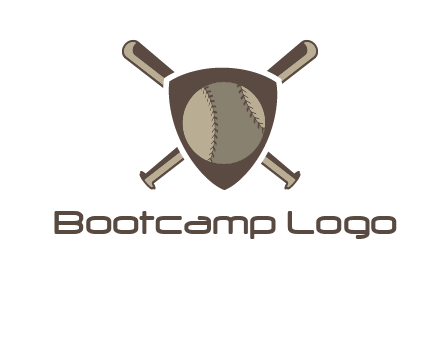 baseball bats behind a shield with a baseball