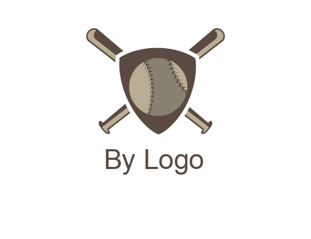 baseball bats behind a shield with a baseball