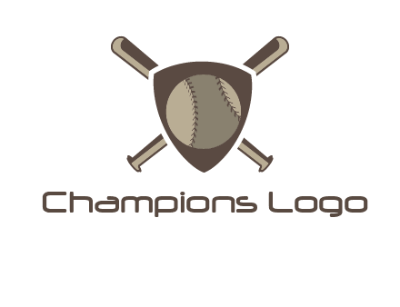 baseball bats behind a shield with a baseball