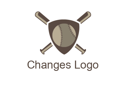 baseball bats behind a shield with a baseball