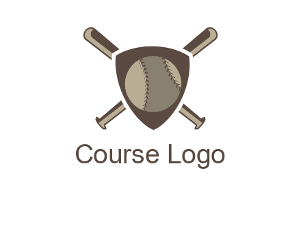 baseball bats behind a shield with a baseball