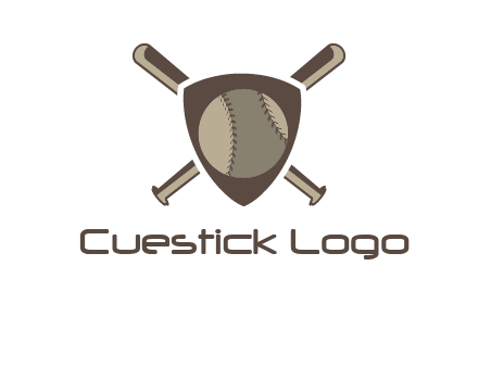 baseball bats behind a shield with a baseball