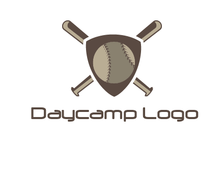 baseball bats behind a shield with a baseball