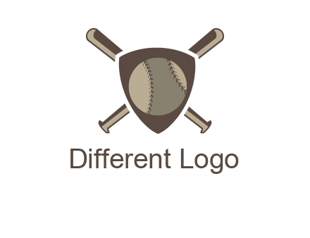 baseball bats behind a shield with a baseball