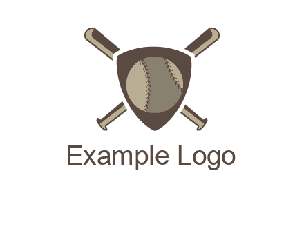baseball bats behind a shield with a baseball