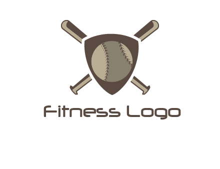 baseball bats behind a shield with a baseball