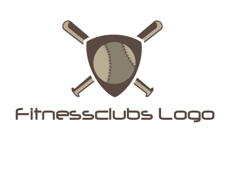 baseball bats behind a shield with a baseball