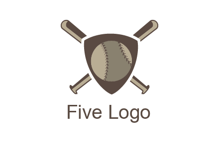 baseball bats behind a shield with a baseball