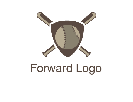 baseball bats behind a shield with a baseball