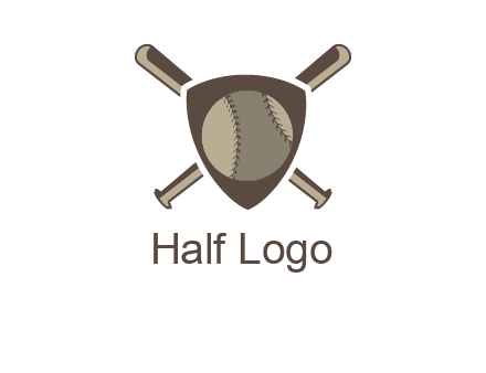 baseball bats behind a shield with a baseball