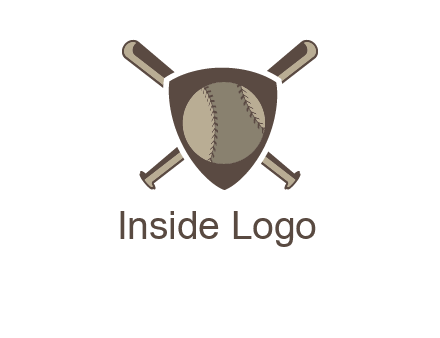 baseball bats behind a shield with a baseball