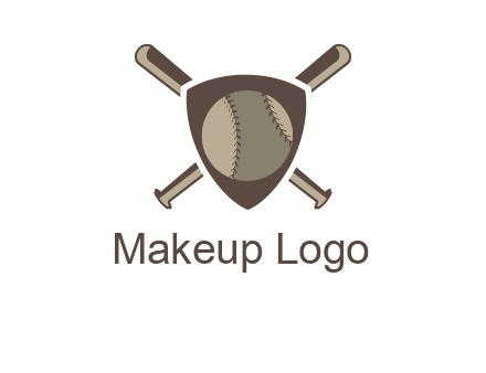 baseball bats behind a shield with a baseball