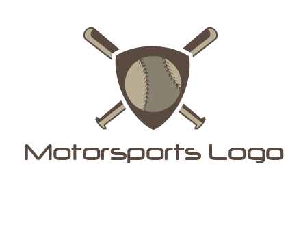 baseball bats behind a shield with a baseball