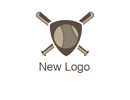 baseball bats behind a shield with a baseball