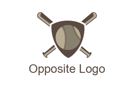 baseball bats behind a shield with a baseball