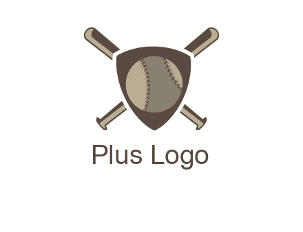 baseball bats behind a shield with a baseball