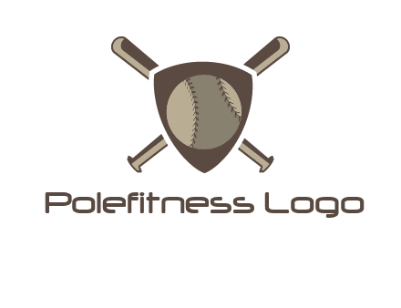 baseball bats behind a shield with a baseball