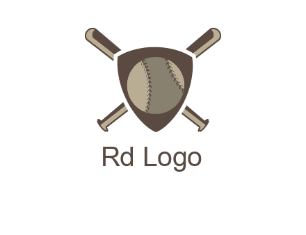 baseball bats behind a shield with a baseball