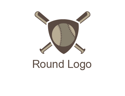 baseball bats behind a shield with a baseball