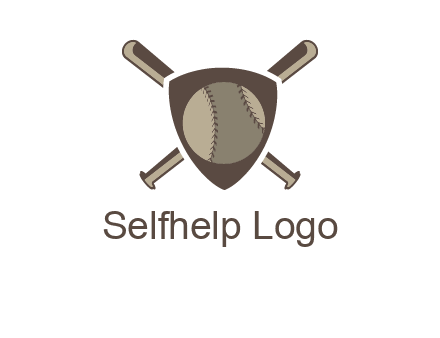 baseball bats behind a shield with a baseball