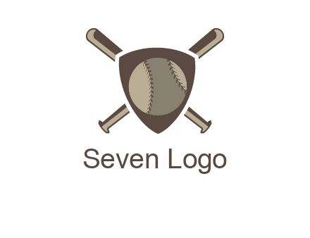 baseball bats behind a shield with a baseball