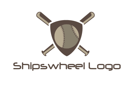 baseball bats behind a shield with a baseball