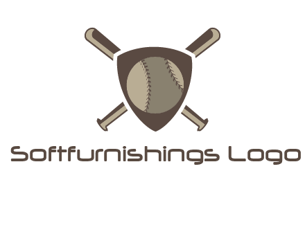 baseball bats behind a shield with a baseball