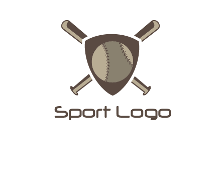 baseball bats behind a shield with a baseball