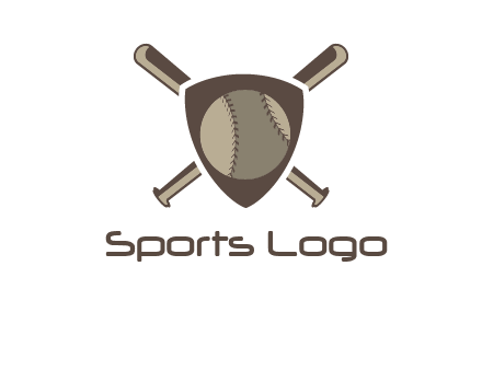 baseball bats behind a shield with a baseball