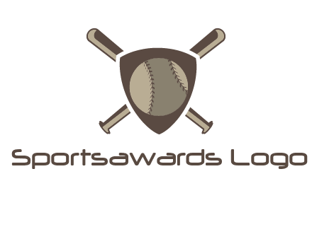 baseball bats behind a shield with a baseball