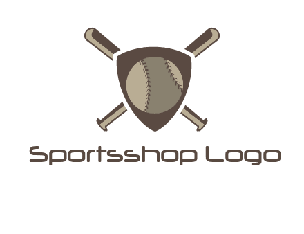 baseball bats behind a shield with a baseball