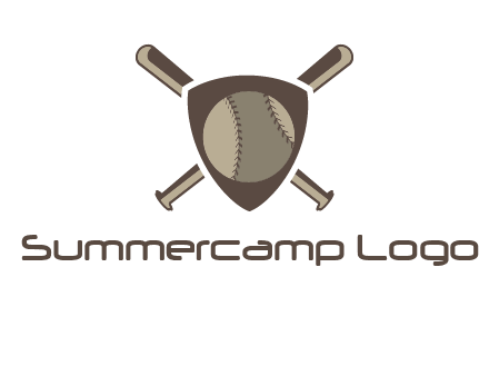 baseball bats behind a shield with a baseball