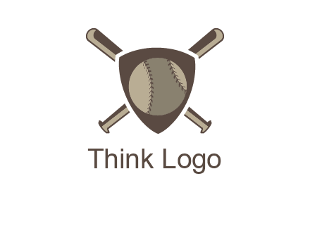 baseball bats behind a shield with a baseball