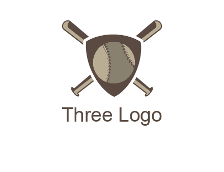 baseball bats behind a shield with a baseball