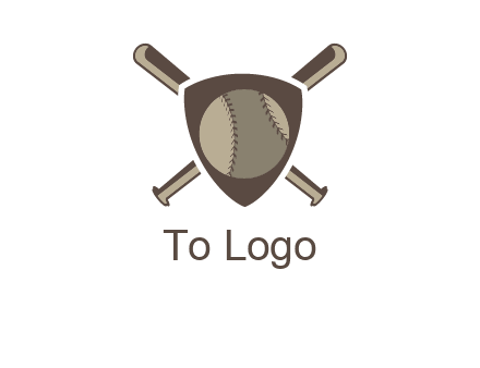 baseball bats behind a shield with a baseball