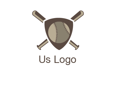 baseball bats behind a shield with a baseball
