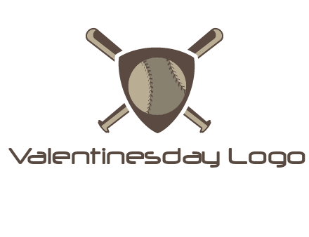 baseball bats behind a shield with a baseball