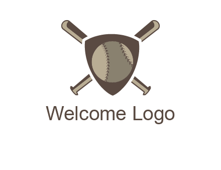 baseball bats behind a shield with a baseball