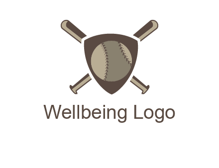 baseball bats behind a shield with a baseball