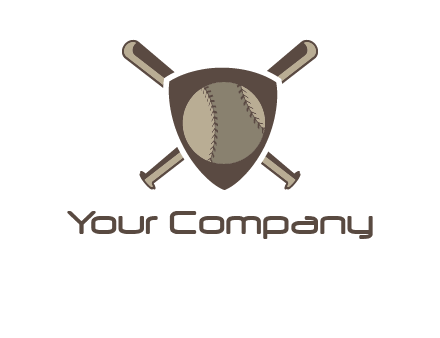 baseball bats behind a shield with a baseball