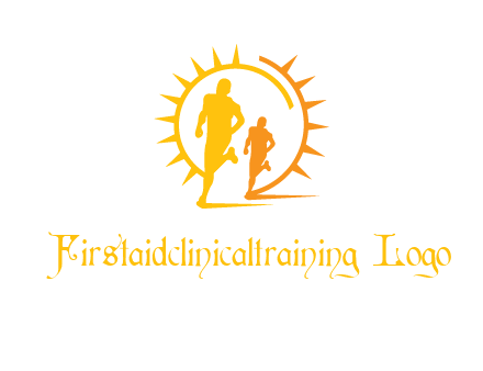 sun behind athletes or men jogging fitness logo