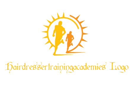 sun behind athletes or men jogging fitness logo