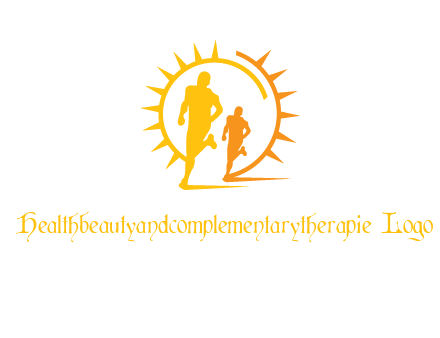 sun behind athletes or men jogging fitness logo